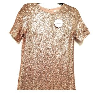 NWT Rose gold sequin mini shift dress